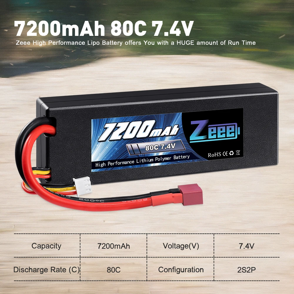 Zeee 7200mAh 7,4 V 80C LiPo батарея с штекером Deans 2S LiPo батареи для RC Автомобиль Грузовик Лодка Losi Slash Truggy