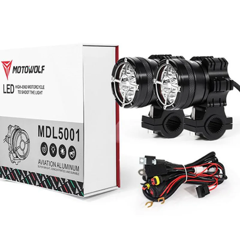 

MOTOWOLF Universal 2PCS LED Motorcycle 7800 LM Spotlight 12V 6 lamp beads Motorbike Headlight Waterproof Fog Bulb Super bright