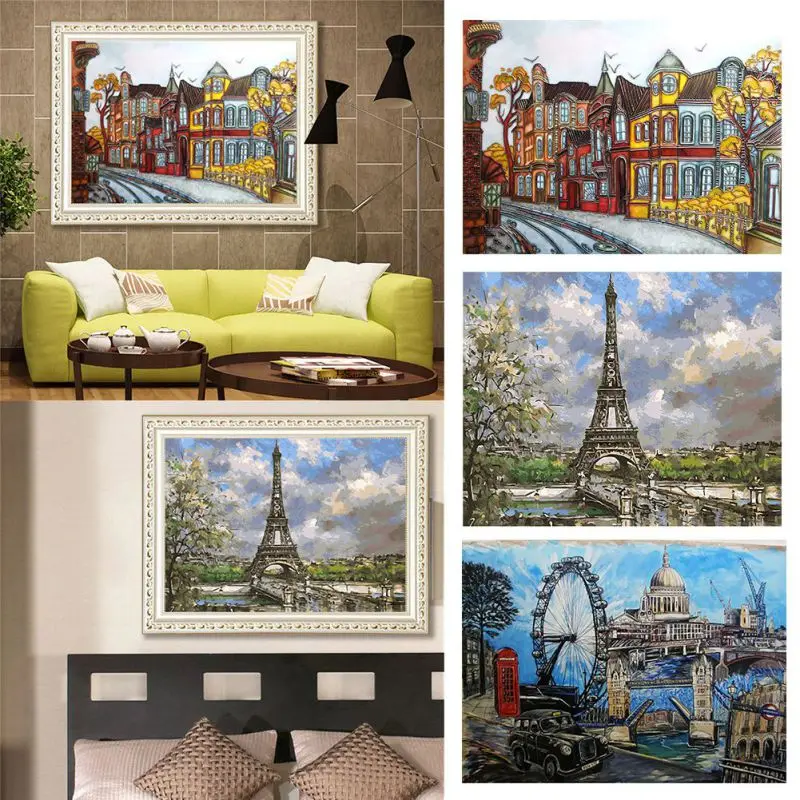 

Europe Style DIY Oil Painting Paint Set By Number Kits For Adults Kids Beginners Drawing With Brushes On Linen Canvas