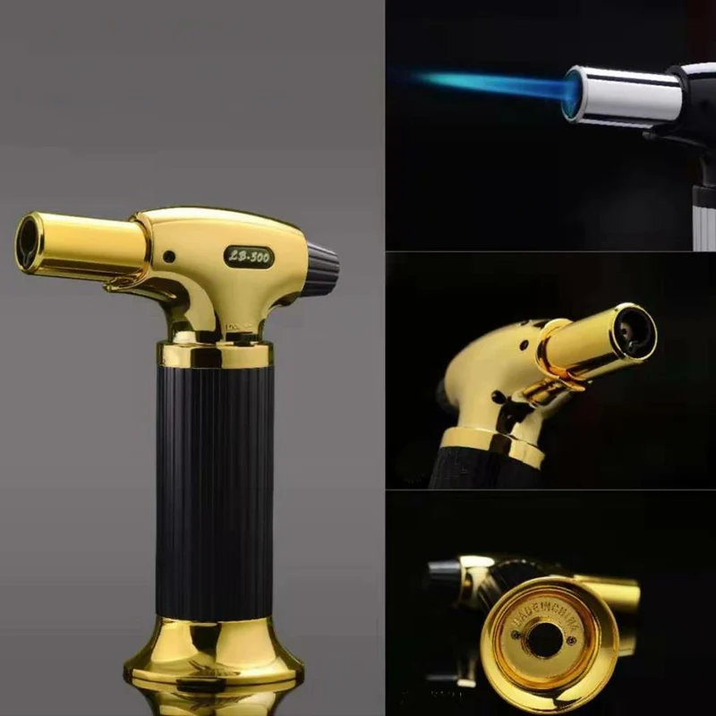

Straight blue torch lighter butane spray gun windproof gas lighter cigar ignition fierce kitchen outdoor fire turbo lighter