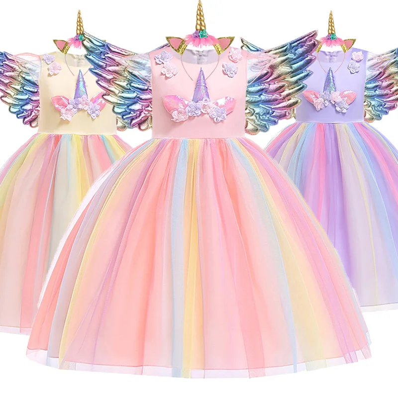 Girls Unicorn Dress Easter Princess 