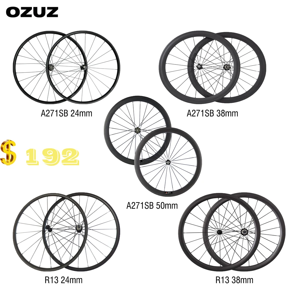 

OZUZ R13 A271SB Standard Clincher Tubular 700C 3K V Brake Carbon Wheels 24 38 50mm Road Bike Wheel Matte Bicycle Carbon Wheelset