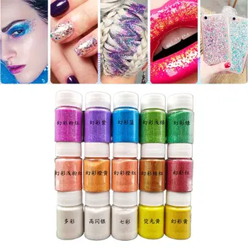 

15 Color Shiny Sequins Glitter Crystal Epoxy Filler Slime Dye Powder Pigments N0HE