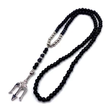 Трендовое ожерелье с подвеской в виде копья и якоря для мужчин, ручная работа, 6 мм, натуральная черная прядь, ожерелье из бисера, мужское ювелирное изделие, подарок