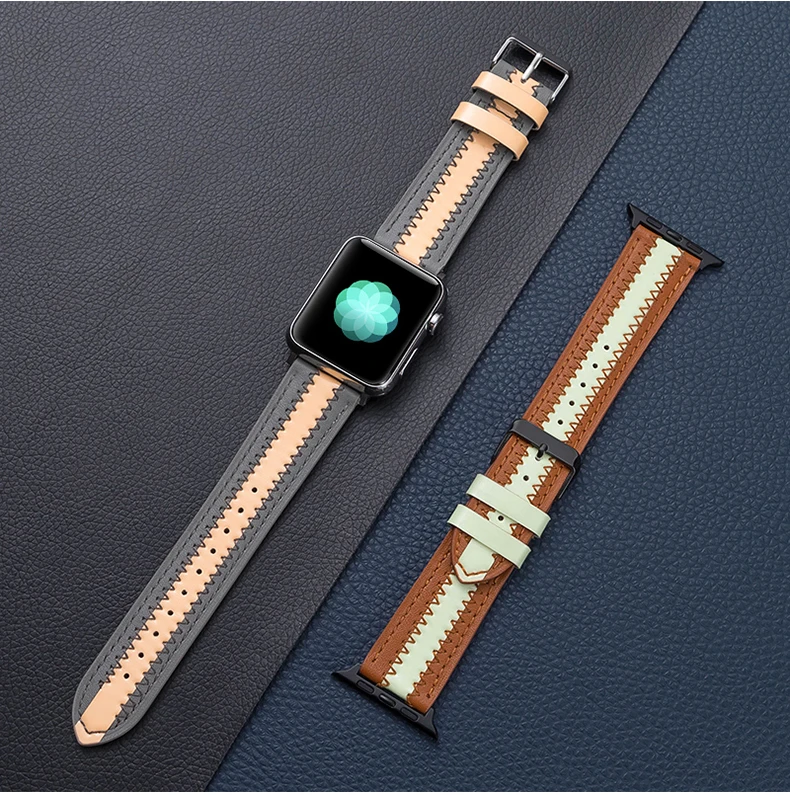 Luminous+Leather strap For Apple watch band 44mm 40mm 38mm 42mm 40 44 mm Unique Trend watchband bracelet iWatch serie 6 5 4 3 se