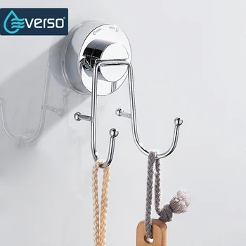 

EVERSO Stainless Steel Removable Vacuum Suction Cup Swivel Double Wall Hook Bathroom Kitchen Holder Hanger for Towel Robe