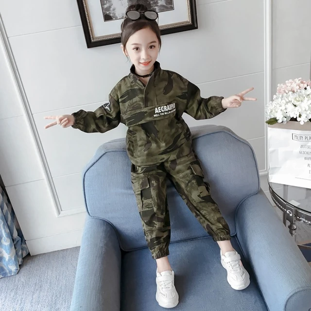 Conjunto de ropa de camuflaje para niñas, ropa deportiva para otoño, uniforme militar, 2 piezas, traje deportivo para adolescentes, P259 - AliExpress Mobile