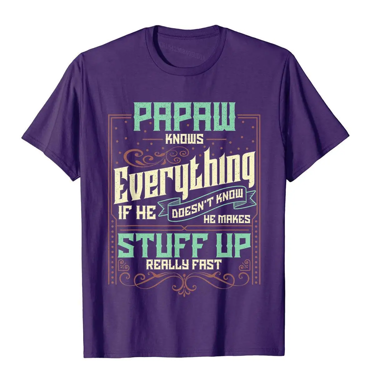 Mens Papaw Knows Everything Funny Papaw Fathers Day Gifts T-Shirt__B6262purple