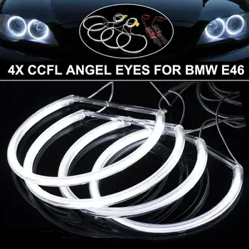 

4 Pcs CCFL Angel Eyes Kit Warm White Halo Ring Headlamp 131mmX4 For BMW E46 Sedan 1995-2005 E46 Coupe/Convertible 1993-2003