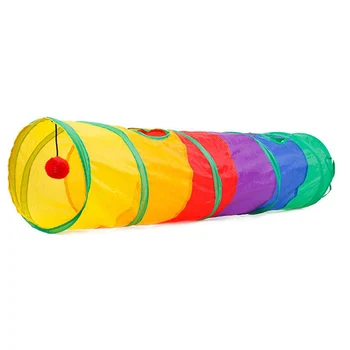 

Funny Pet Tunnel Cat Play Rainbown Tunnel Brown Foldable 2 Holes Cat Tunnel Kitten Toy Bulk Toys Rabbit Tunnel Cat Cave