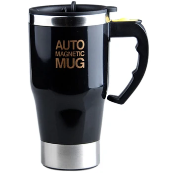 

Self Stirring Mug Electric coffee Tea Mug Stainless Steel Double Wall Travel coffee Mug for Party Black