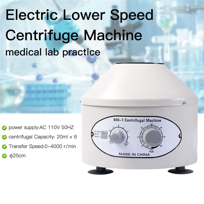 20ml*6 Electric Laboratory Centrifuge Medical Separation Timing Adjusted Practice Machine prp Isolate Serum 4000rpm US/UK/EU