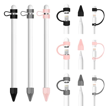 

Soft Silicone Anti-Loss Cap Holder Charging Cable Adapter Tether Nib Cover Accessories for Apple Pencil Ipencil