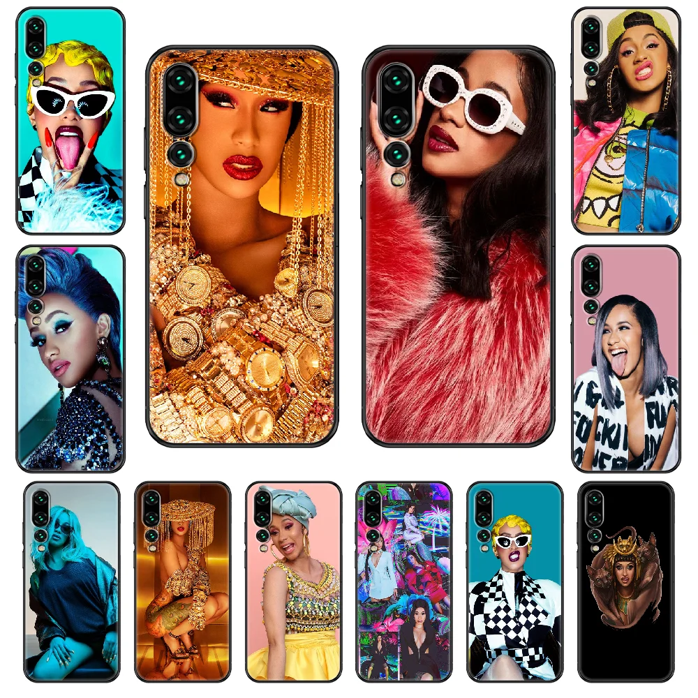 Сексуальный чехол для телефона Cardi B Huawei P 8 10 20 30 Smart Plus 2019 Z Lite Pro 2017 черный ТПУ