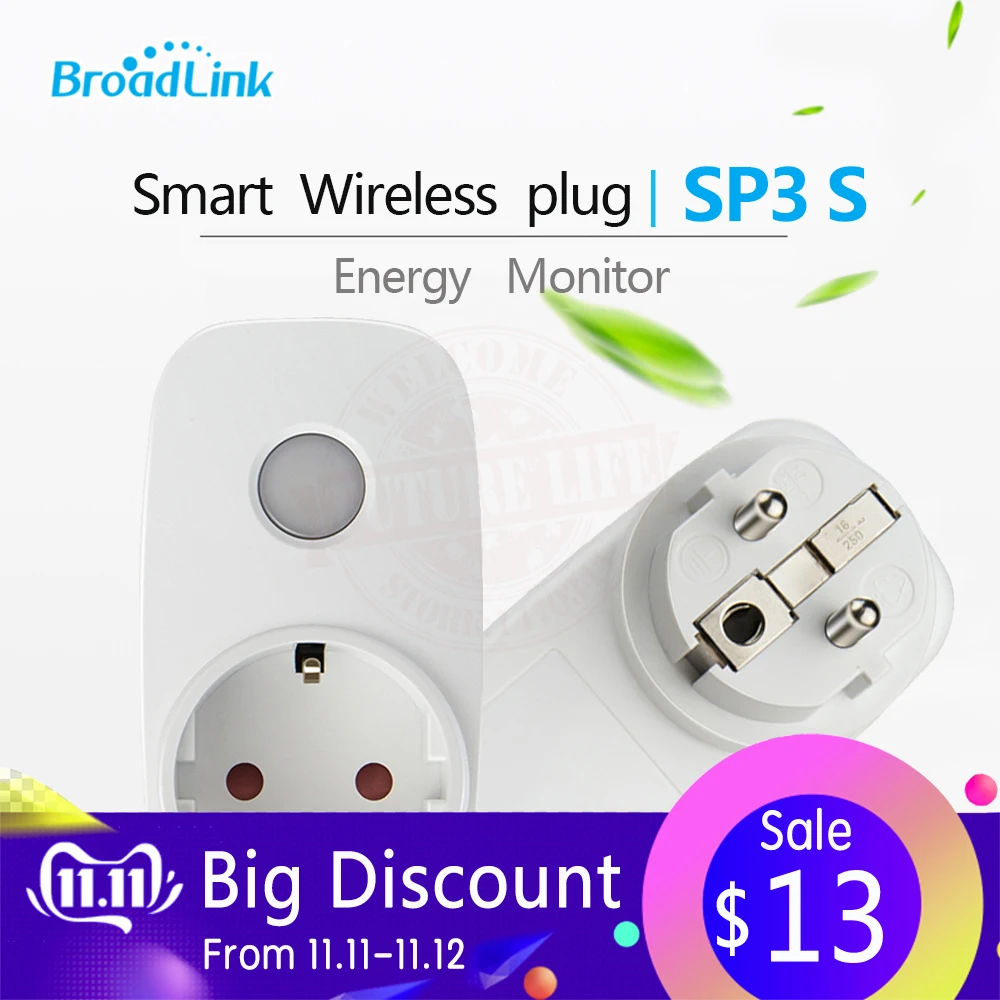 Монитор питания Broadlink SP3S SP3 S Улучшенный беспроводной смарт разъем Wi Fi с пультом
