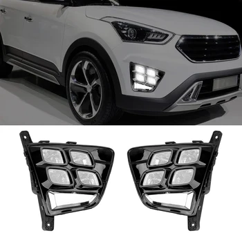 

LEEPEE 2PCS Headlights Day Light Daytime Running Light LED Fog Light DRL Fog Lights for Hyundai IX25 Creta 2014 2015 2016