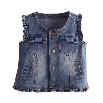

DFXD 2020 Baby Spring Vests Kids Girls Jeans Denim Waistcoats Outerwear Children Fashion Clothes Kids Jackets 2-8T Girls Outfits