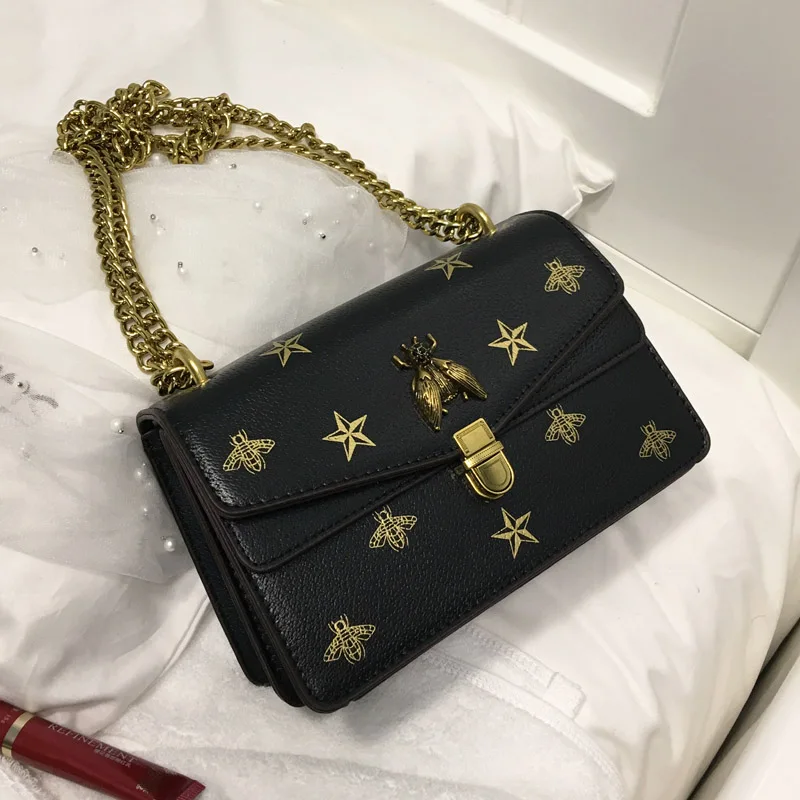 

Louis Brand Star Print Bee Metal Buckle Flap Mujer Purse 2019 Women Crossbody Bag Female Bolsa Sac Shoulder Bag Luis Vuiton