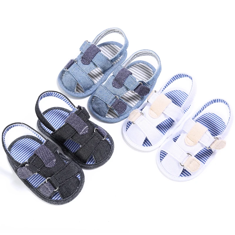 

Summer First Walkers Baby Sandals boys Jeans Denim Flat Cut-Outs Shoes Toddler Stripe Printing Soft Comfortable SHL070