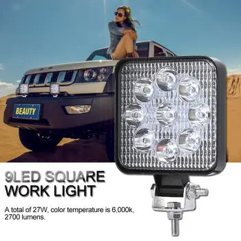 

27W LED Work Light Lamp Bar Square Flood Beam Light Offroad For Truck Car Boat SUV 4WD UTE ATV 4X4 12V 24V