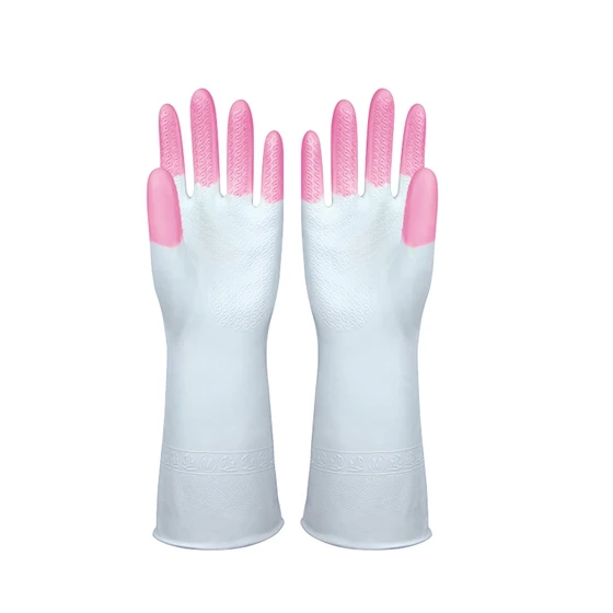 Пара Волшебная силиконовая щетка резиновые перчатки для мытья посуды уход за домашними животными Уход за волосами автомобиль изолированный кухонный помощник - Цвет: pink-M