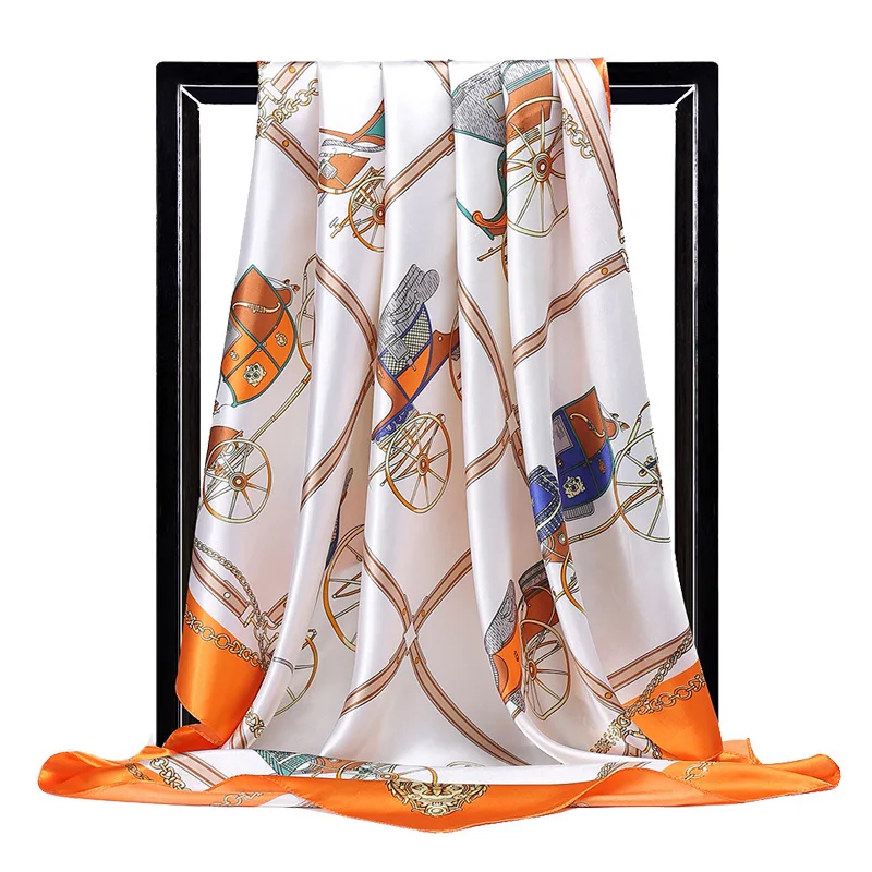 Scarves for Women Brand Print Silk Scarf Female 90x90cm Satin Square Shawl Fashion Bandana for Head  Hijab Scarfs For Ladies mens scarf for summer