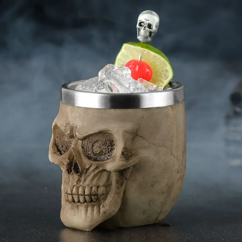 

100ml Resin Skull Head Ceramic Tiki Mug Creative Porcelain Beer Wine Mug Cup Bar Tool