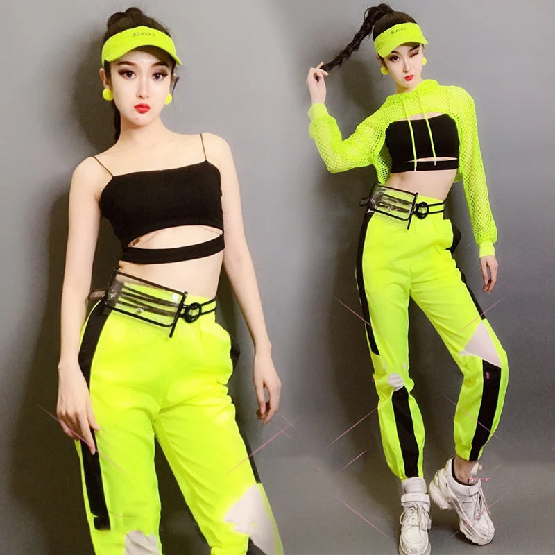 Ropa De Hip Hop Para Mujer, Pantalones Fluorescentes A La Moda, Top De  Rejilla, Bar, Dj, Baile De Jazz, Ds, Trajes Modernos, Ropa De Escenario  Dnv13096 - Salón - AliExpress