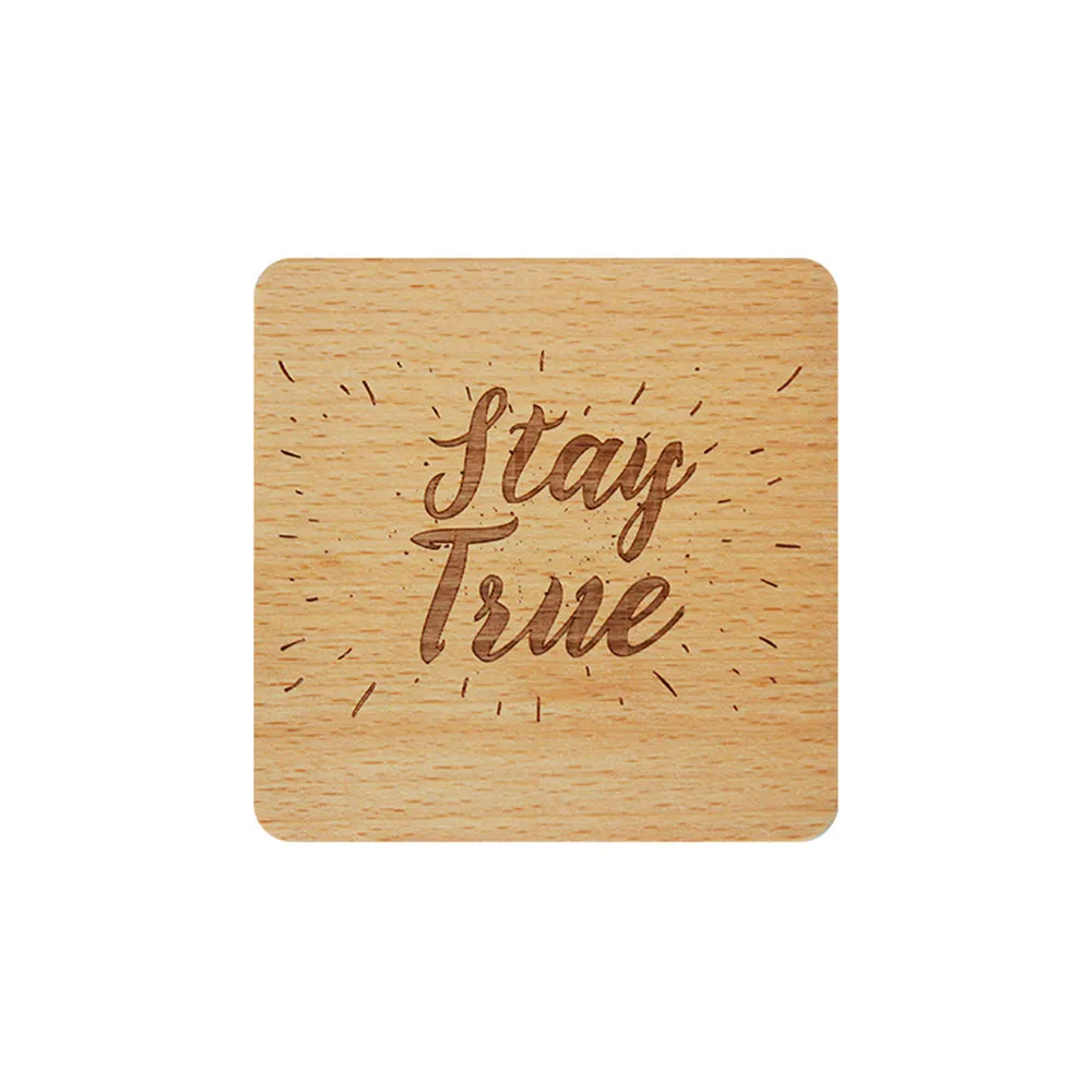 Nordic Letter Wooden Coasters Simple Dinner Table Anti-hot Mat Chic Mini Solid Square Pad Hot Milk Coffee Cup Insulated Plate - Цвет: B