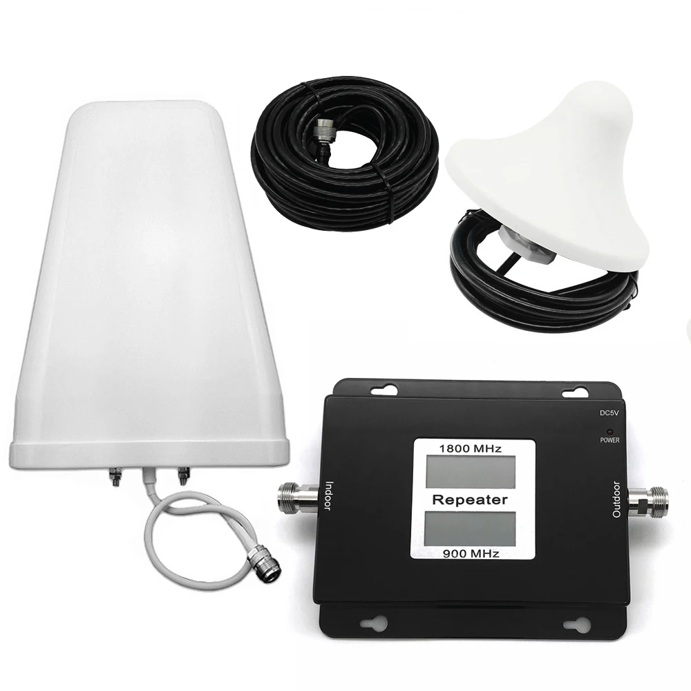 

Professional GSM/DCS 900/1800MHz Mobile Phone Signal Booster 2G/4G Dual LCD Display Cell Phone Signal Repeater Amplifier Set