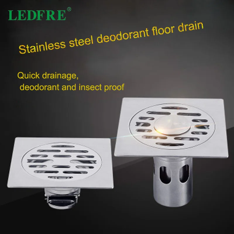 

LEDFRE Deep Water Sealed Thick Stainless Steel Floor Drain 10*10 Self-sealing Washing Machine Dual-use Deodorant LF66020