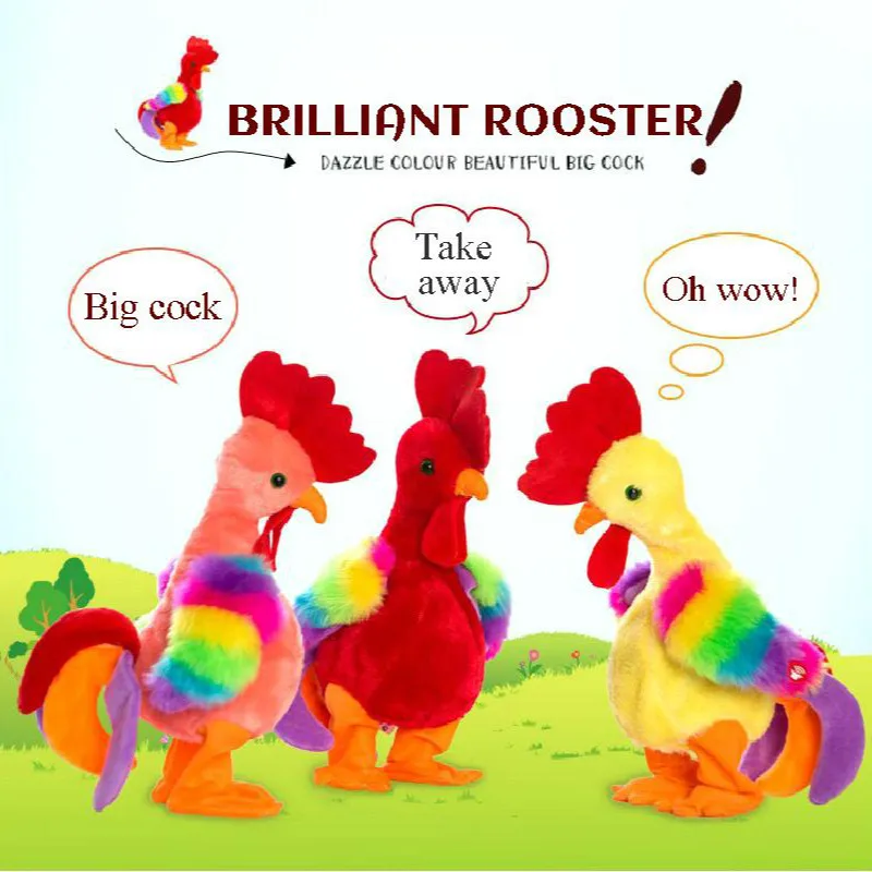 New Net Red Seven Color Rooster Desperate Battle Scream Singing Dance Children Toys Electric Plush Crazy | Игрушки и хобби