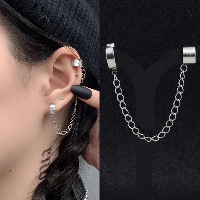 Ear Clip Earrings 1 Piece Stainless Steel Painless Ear Clip Earrings For Men Women Punk Non Piercing Fake Earrings Jewelry Gifts, ear clip earrings,clip earrings,ear clip,ear accessories
