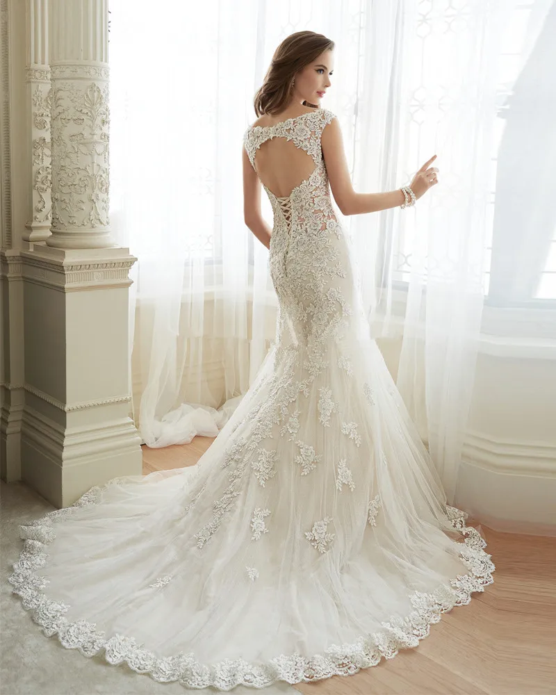 Vestido de Noiva, открытая спина, Русалка, сексуальное, кружевное, винтажное, кружевное, Vestido de noiva Sereia, свадебное платье, платья для матери невесты