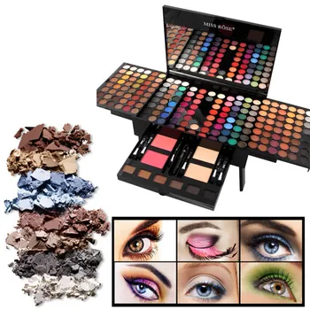 

Miss Rose Professional Makeup 180 Colors Matte Shimmer Palette Powder Blush Eyebrow Contouring Beauty Kit Box H7JP