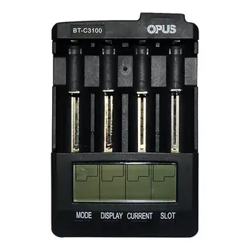 

Charger OPUS BT-C3100 Li-ion Battery Charger NiMH Battery Charger V2.2 Universal Four Slots Smart Rechargeable Battery Charger
