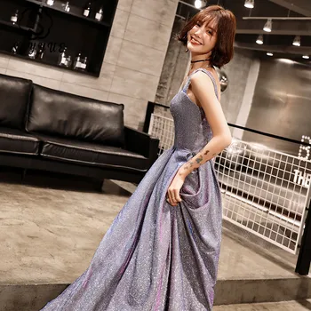 

Skyyue Sling Evening Gowns Banquet Gradient Lavender Formal Dress K203 2020 Floor Length Sexy Backless Elegant Women Party Gown