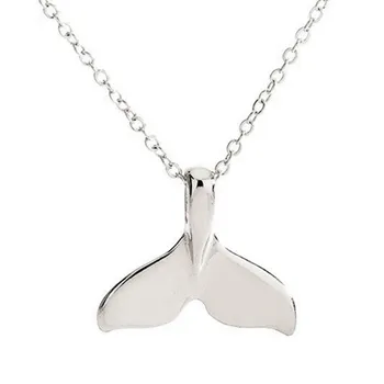 

Fashion Simple Retro Women Whale Tail Fish Nautical Charm Cute Tail Rose Gold Pendant Necklace Jewelry Chain Necklace Couple