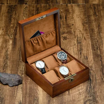 

Fraxinus Mandshurica Solid Wood with Lock Watch Box Storage Box Jewelry Bracelet Bracelet Watch Display Finishing Collection Box