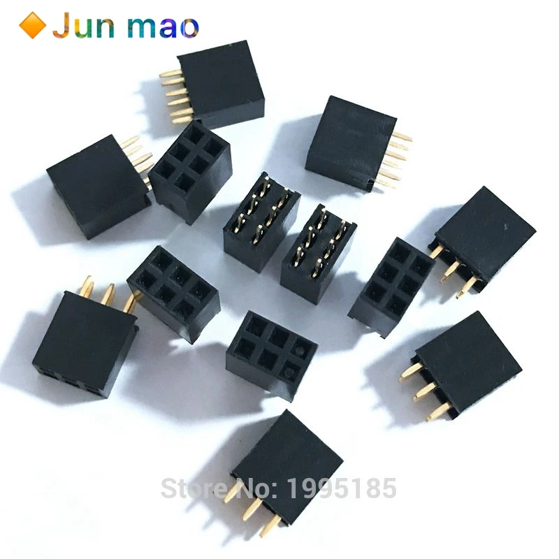 100 шт. 2x3 6 Pin 2 54 мм Двухрядные женские прямые коннекторы шаг гнездо контактный