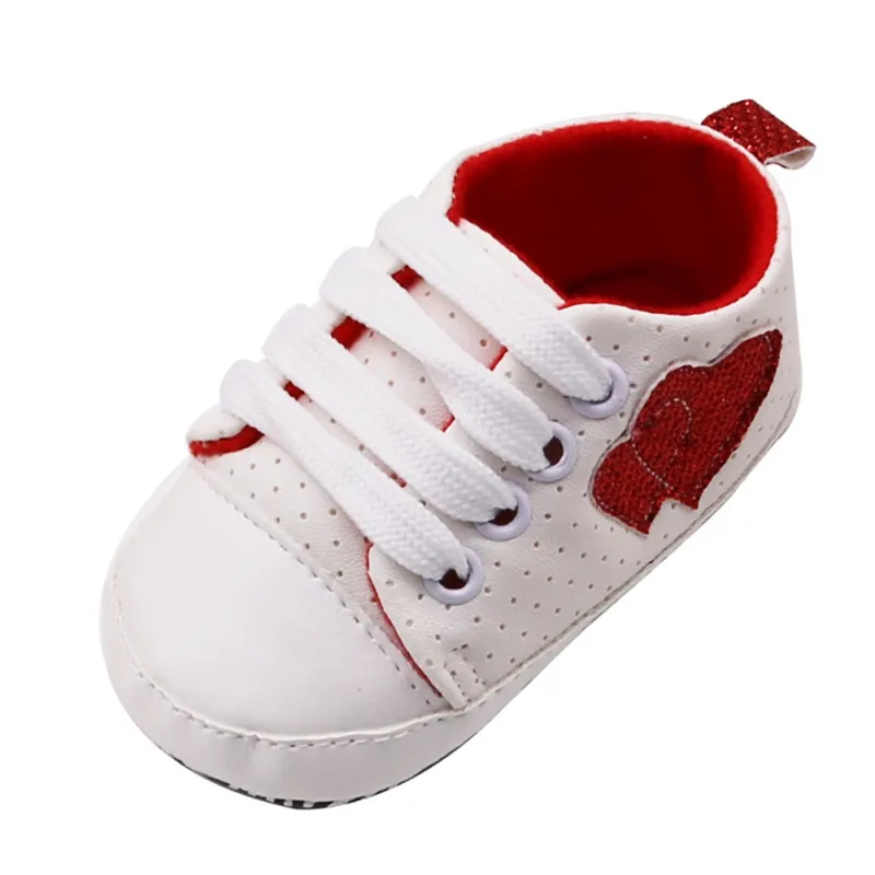 Модная детская обувь с узором в виде сердца для маленьких мальчиков и девочек; парусиновые кроссовки на мягкой подошве; прогулочная обувь для маленьких девочек; bebek ayakkabi - Цвет: R
