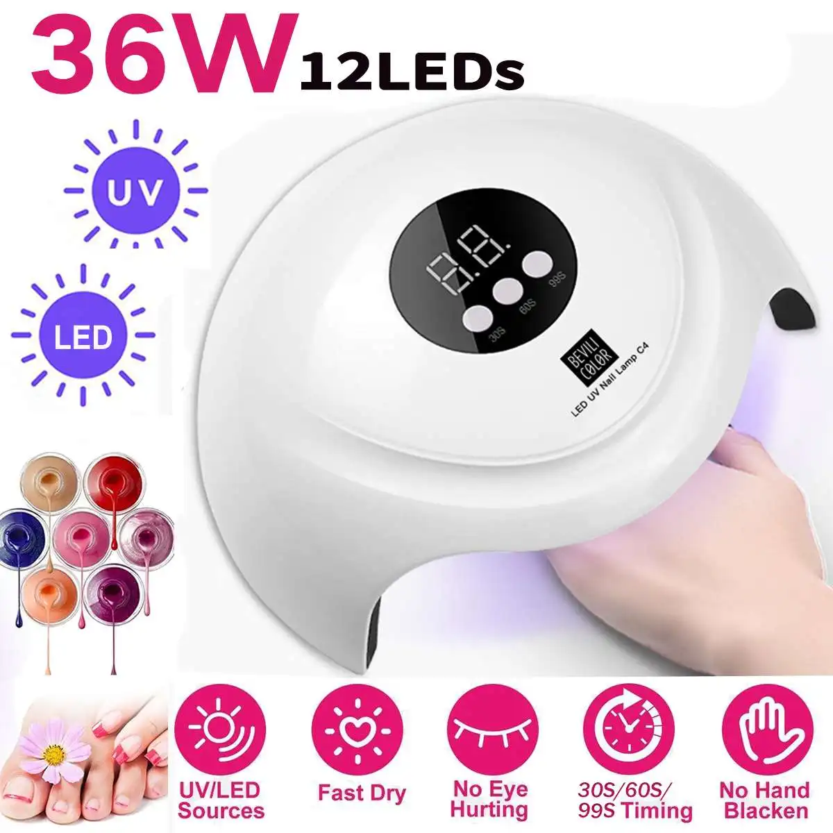 

New Nail UV Lamp 36W For Nail LED UV Lamp for Nails UV Lamp for Manicure LCD Display Drying All Gel Nail Polish Nail Art Tools