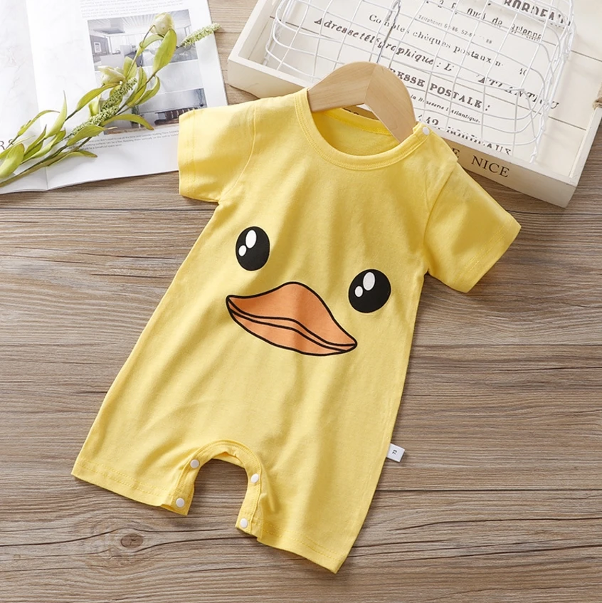 2021 Baby Summer New Boy Clothes Newborn Cartoon Girl Short Sleeve Boxer Jumpsuit 0-24 Months Cute Girl Jumpsuit Baby Bodysuits cheap