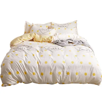 

4PCS Bedding Set Embroidered Bed Set Print Quilt Cover Sheets Pillowcases Soft High quality Bed Textile House Supplies #2O31