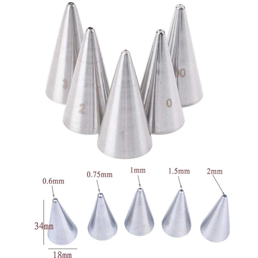 5PCS/set Round Fine Hole Icing Piping NozzlesCake Decorating Nozzle Cream Tips  Decorating Pastry Tools