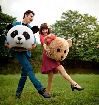 

Wedding Chinese Panda Teddy Bear Heads Mascot Costume Suits Cosplay Party Game Dress Outfits Clothing Advertising Halloween