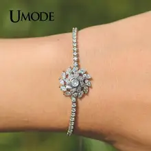 UMODE, новинка, модные роскошные браслеты с цирконием и цветком, регулируемые браслеты для женщин, белая Золотая цепочка, вихревые ювелирные изделия AUB0209