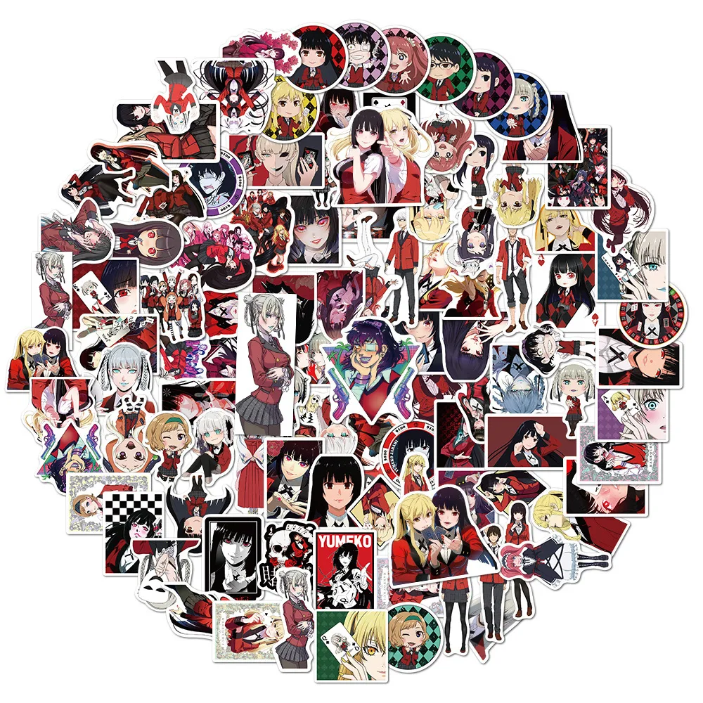 

100Pcs Anime Stickers Kakegurui ompulsive Gambler Sticker Waterproof PVC Guitar Skateboard Luggage Motorcycle Vsco Sticker