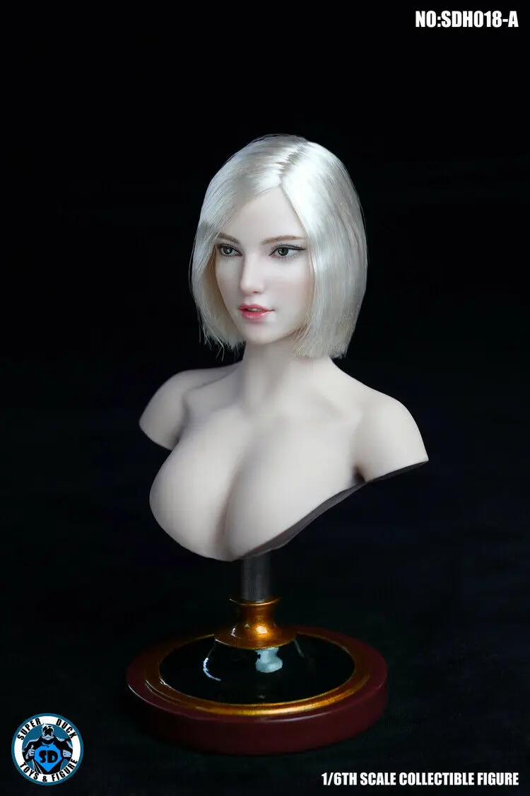 Супер утка 1/6 SDH018 красивая девушка женская голова скульппт белые короткие волосы длинные светлые волосы голова для бледного женского тела