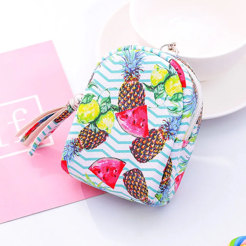 KAMIDA Cute Watermelon Coin Purse Small Bag Coin Bag Key Ring Pendant Cat Zipper Student Wallet Female Fashion Mini Card Package - Цвет: Оранжевый